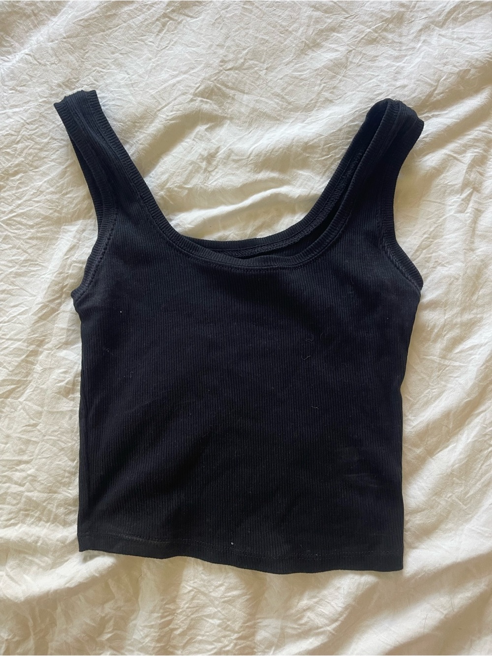 wild fable Black Ribbed Scoop Tank Top - Women